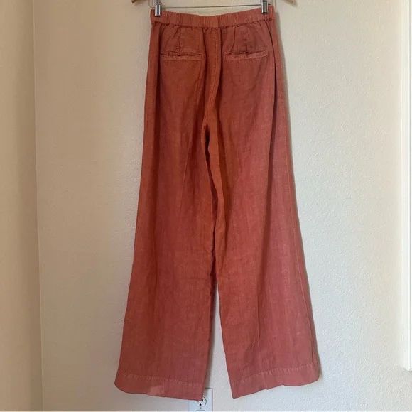 Faherty Sun Strider Linen Pants Wide Leg High Rise Womens Small Red Rock/Orange - Picture 4 of 13